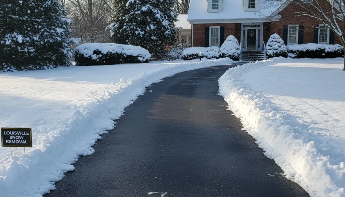 Cleared Louisville KY driveway after professional snow removal by Chop Chop Landscaping